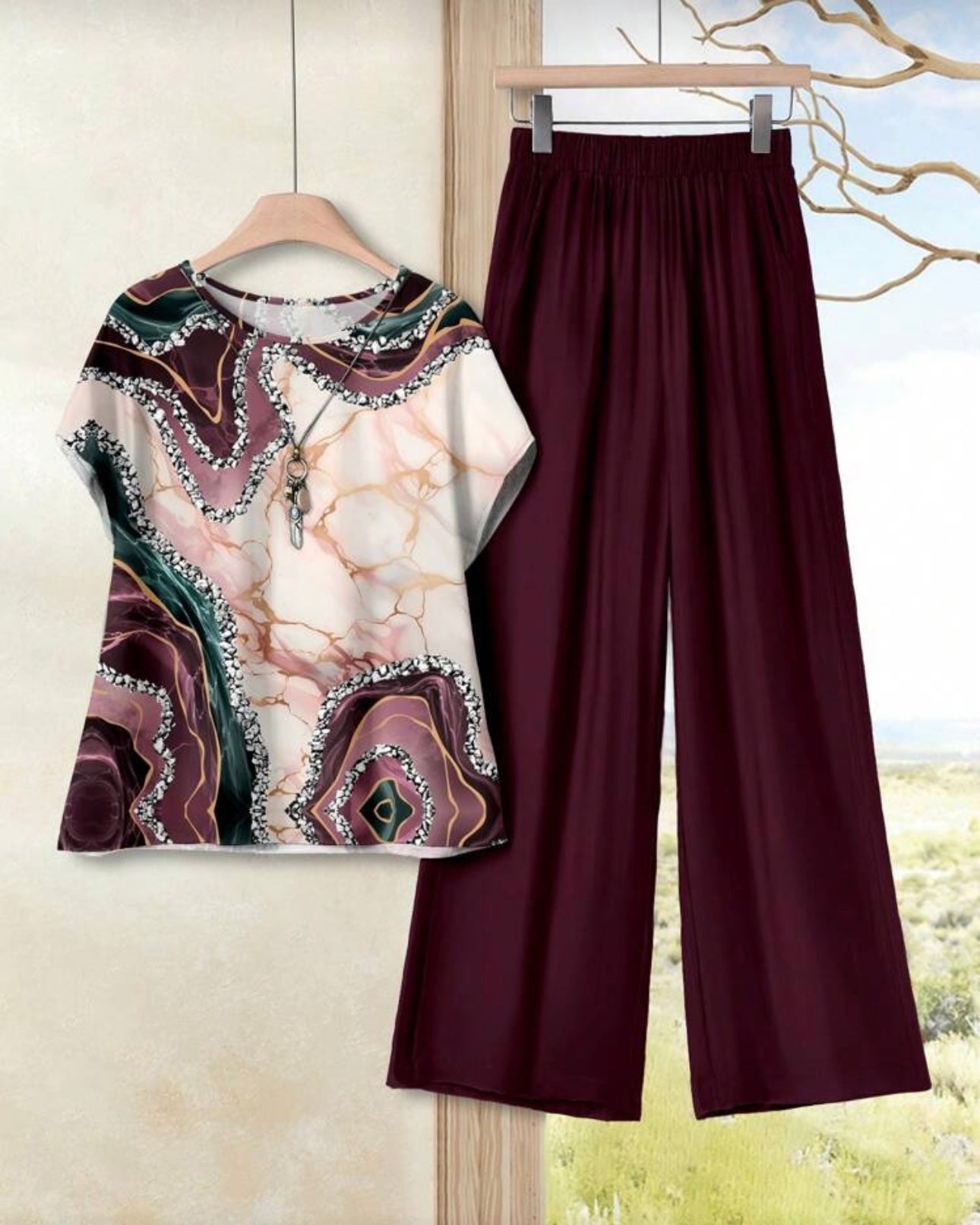 Women's Marble Tie Dye 2 Pieces Matching Set