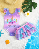Ombre Unicorn Print Bodysuit Swimwear- 2pc Set
