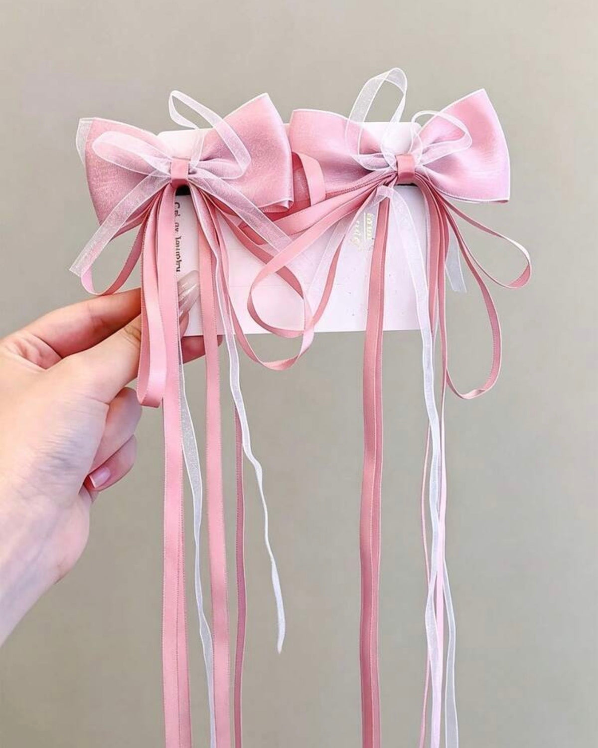 2-Piece Macaron Satin Pearl-Luster Tulle Bow Hair Clips for Girls