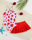 Baby Girl Purple Strawberry Print Swimwear - 2pc set