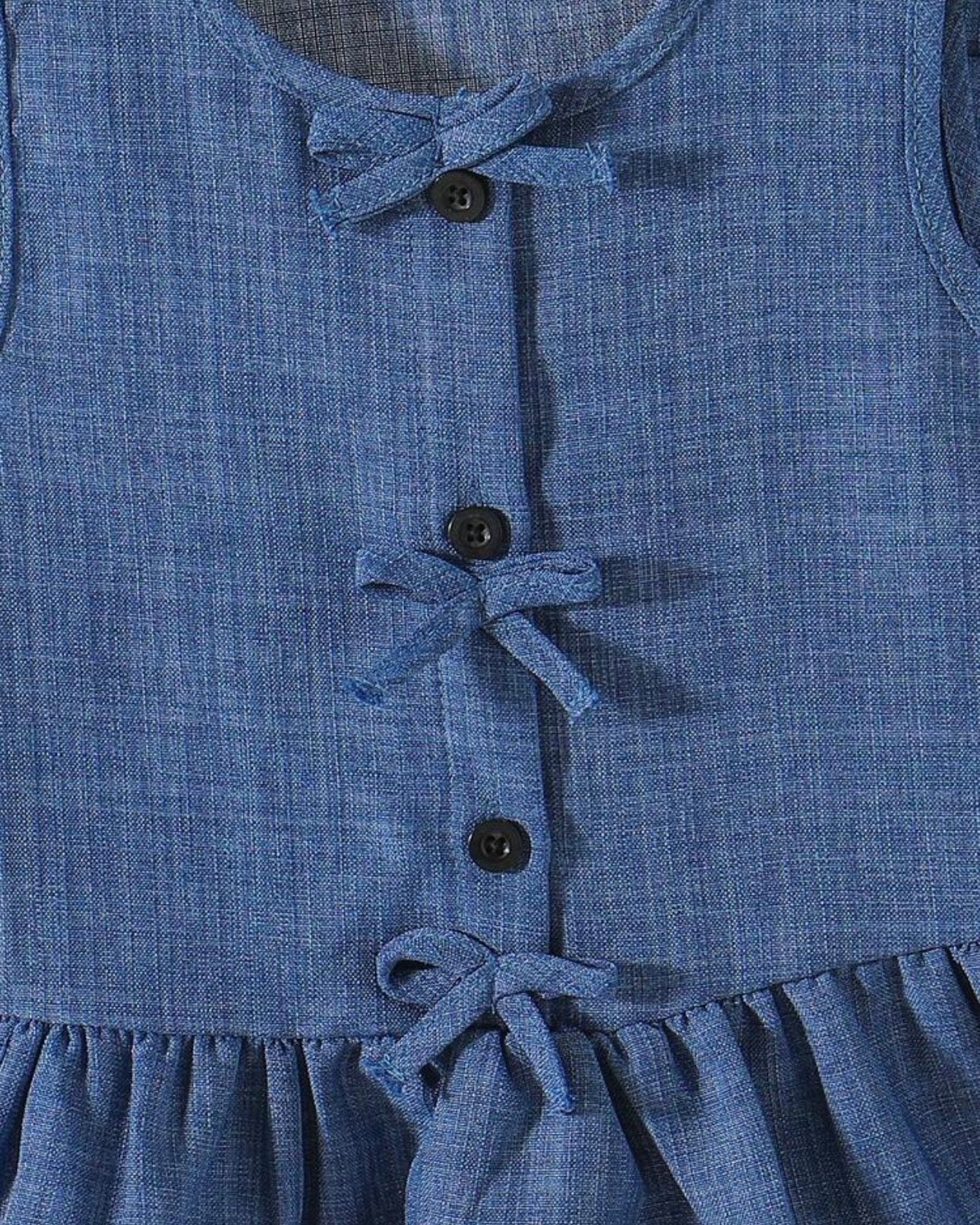 Girls Blue Ruffle Hem Cami & Solid Pants Set