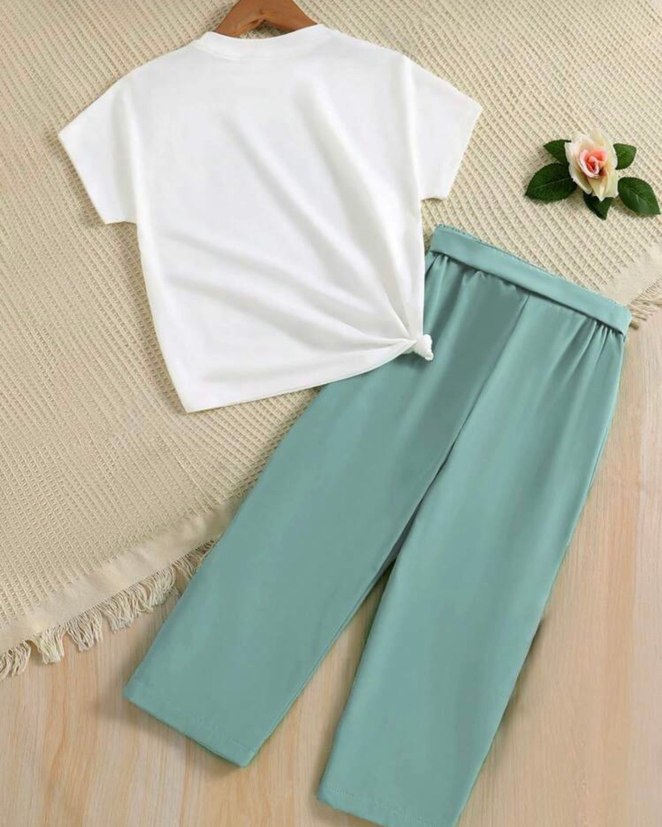 2 Pc Glasses Print Top & Straight Leg Pants (5 Colors)