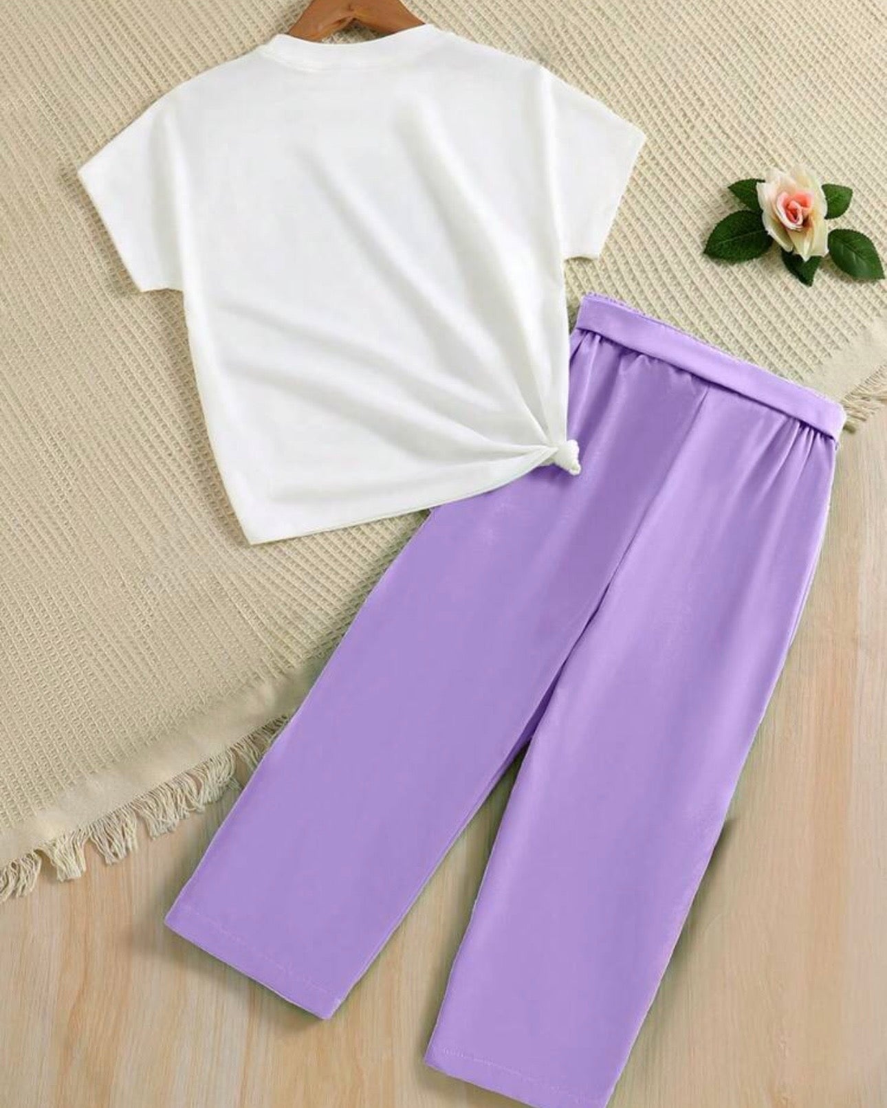 2 Pc Glasses Print Top & Straight Leg Pants (5 Colors)