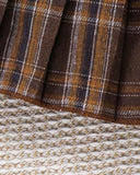 Young Girl Contrast Collar Sweatshirt & Plaid Pleated Skirt