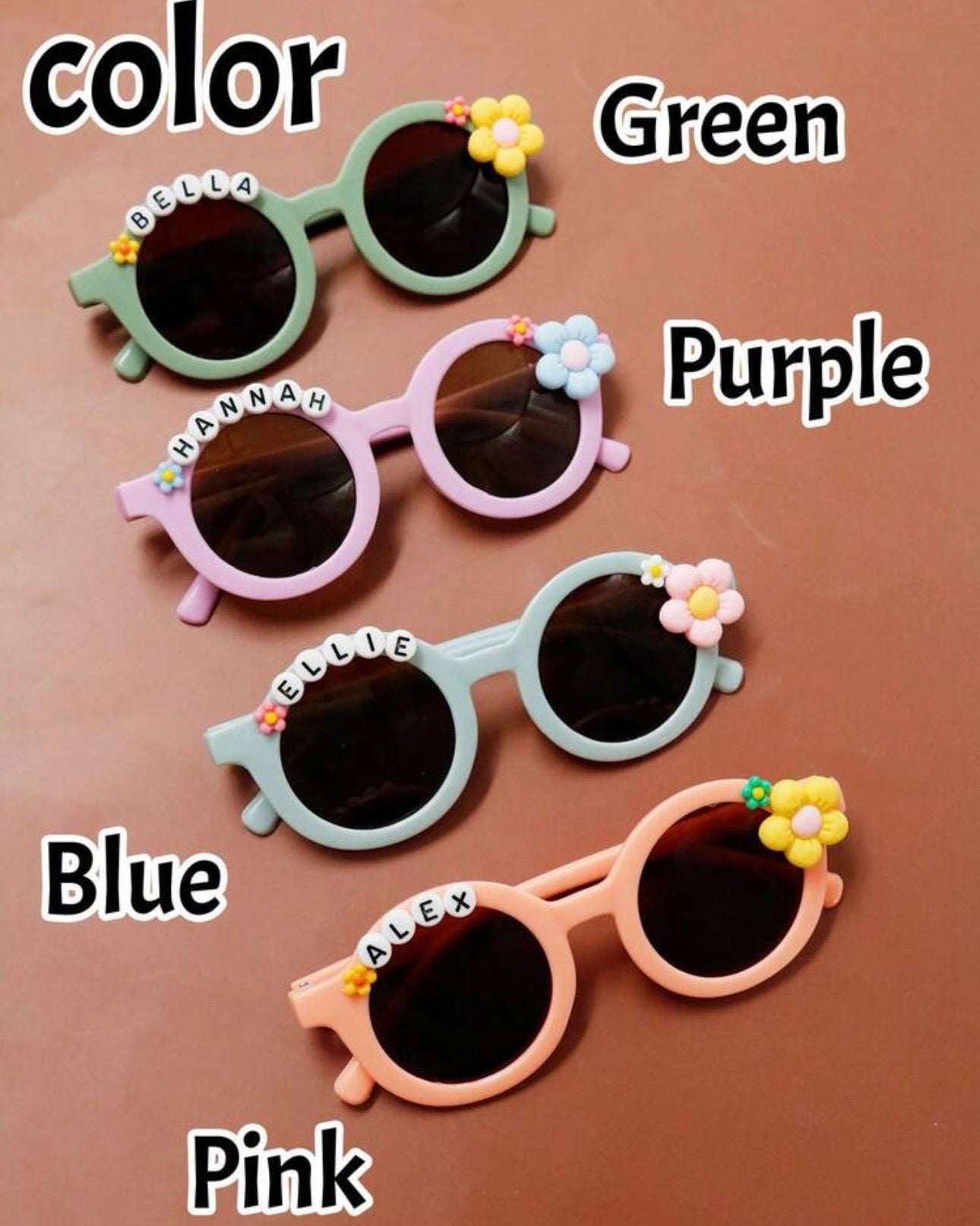 Kids Name Glasses – Custom Flower Text Sunglasses for Toddlers