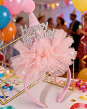 1pc Happy Birthday Pink Tulle Headband