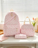 3-Piece Fashionable Collegiate Style Backpack Set – Heart & Bow Print