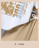 Boy Letter Print Short Sleeve T-Shirt & Shorts Summer Outfit Set