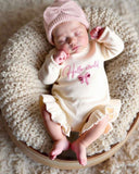 2pcs Set Knitting Newborn Girl Ruffle Romper with Turban Hat