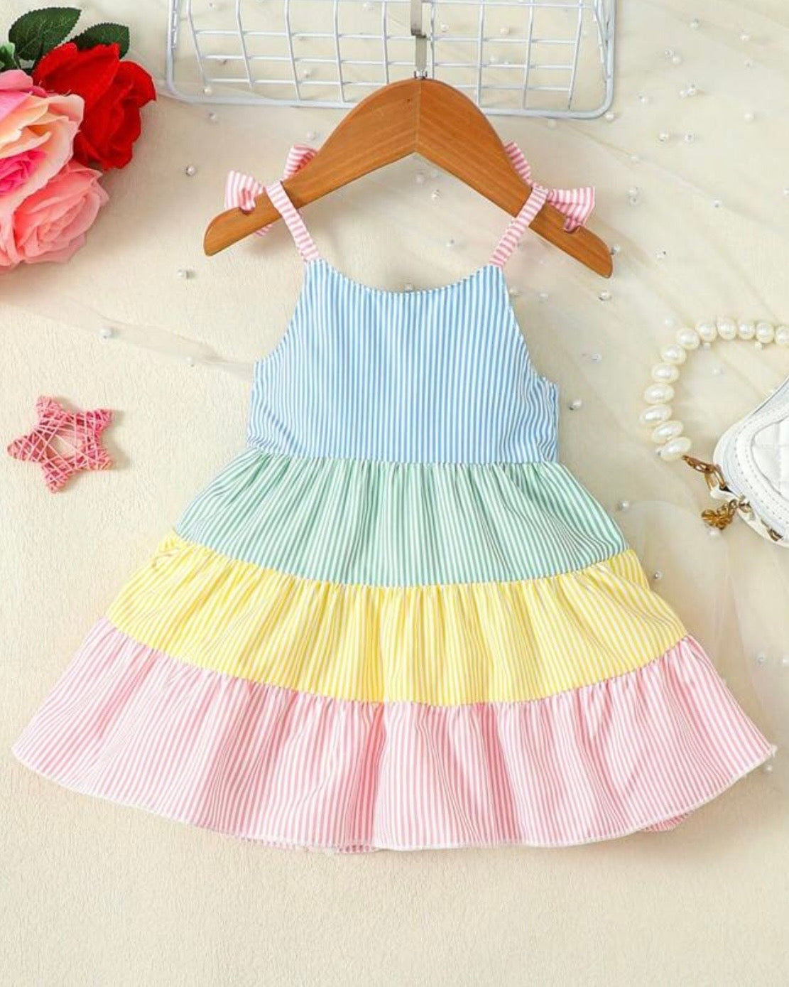 Baby Girl Striped Ruffle Hem Cami Dress