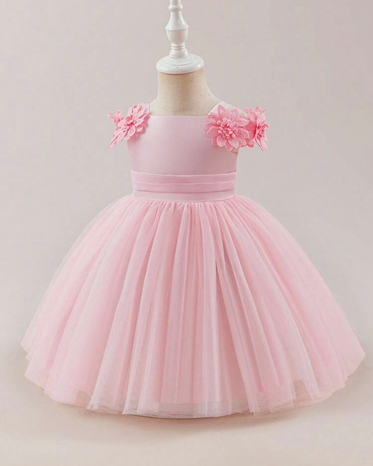 Baby Girls’ Pink Embroidered Satin Princess Dress