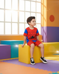 Simple Spiderman Costume Short Sleeve T-Shirt And Shorts Set