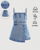 Girls’ Blue Denim Romper – Casual Boho Summer One-Piece Outfit