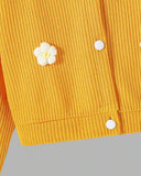 Tween Girls Yellow 3D Floral Cardigan & Vintage Washed Blue Jeans Set