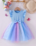 Girls Sleeveless Blue Starry Summer Dress