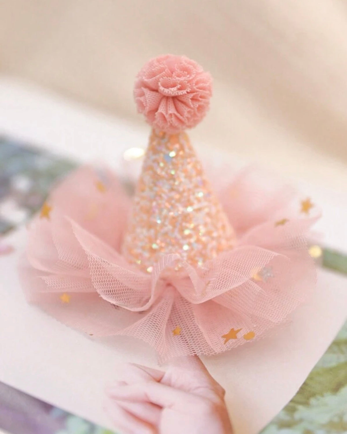 3D Pink Birthday Cap Hair Clip