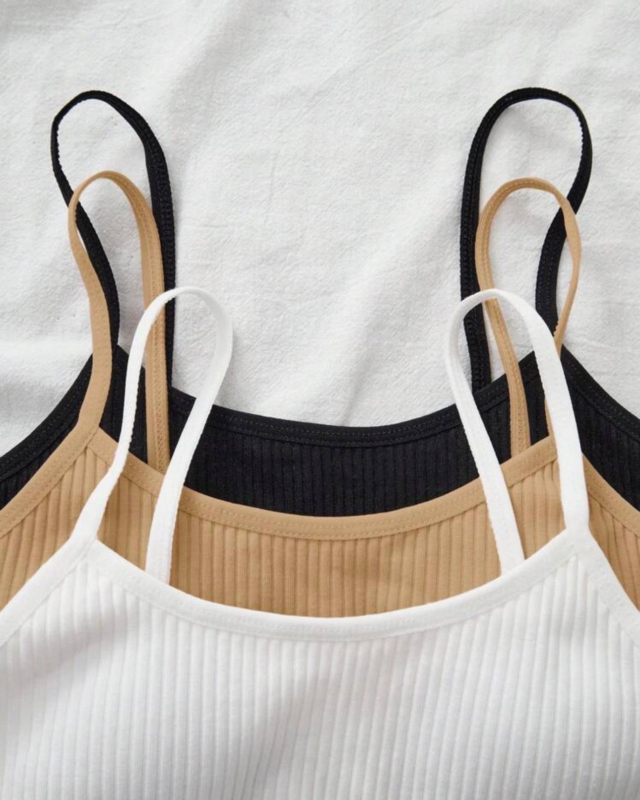 3pcs Tween Girls’ Comfortable Padded Bras – Black, White & Skin Set