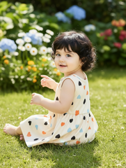 Baby Girl Casual Heart Print Dress