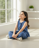 Girls Blue Ruffle Hem Cami & Solid Pants Set