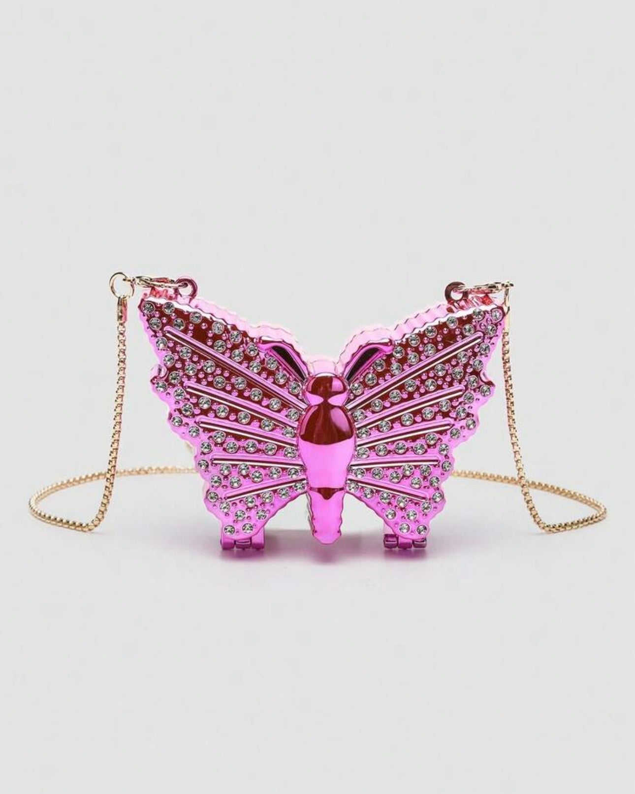 🦋 Mini Metallic Rhinestone Butterfly Clutch Bag