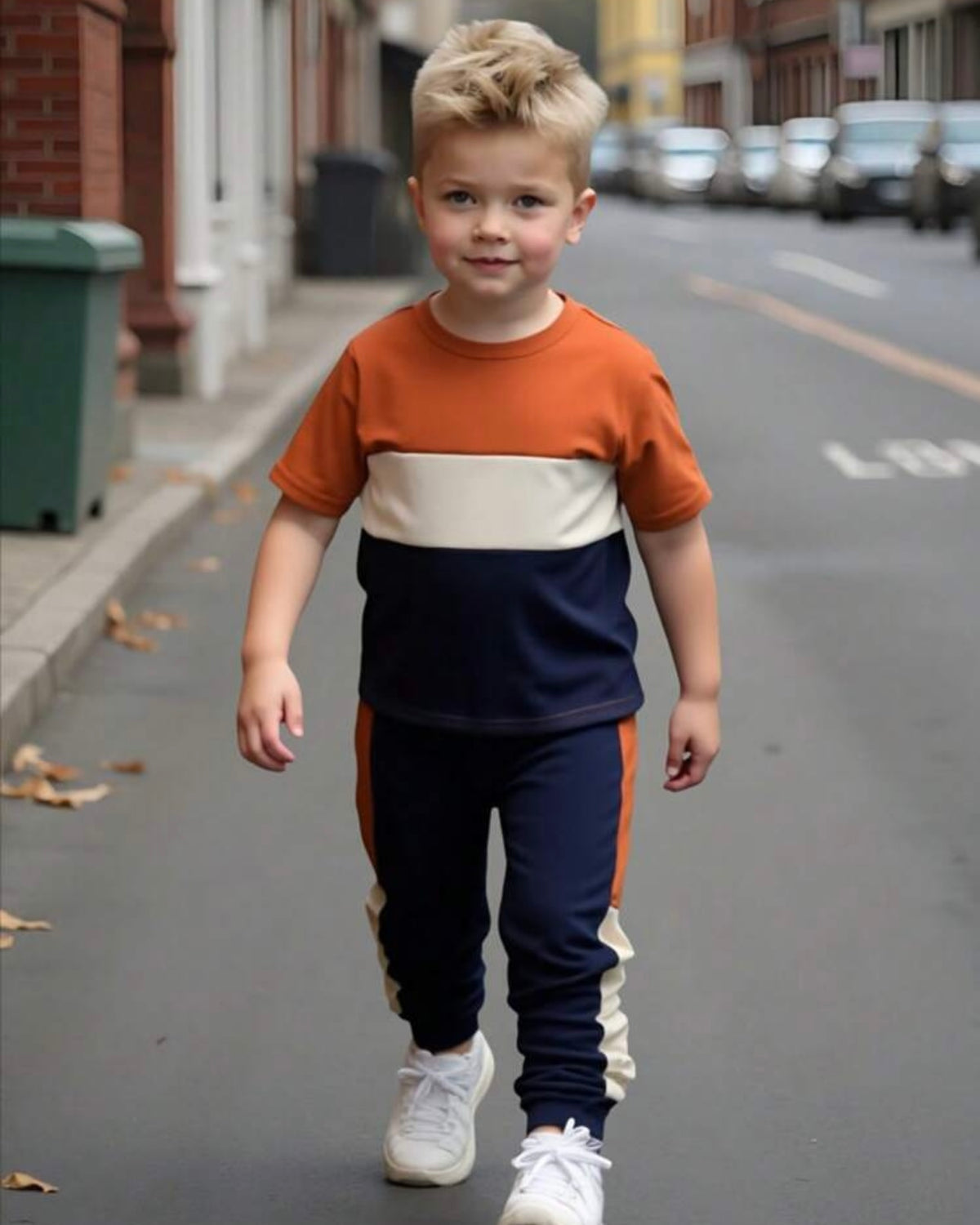 Casual Color-Block Short Sleeve T-Shirt And Pants Suit Summer