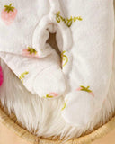 Newborn Hooded White Cherry Print Flannel Romper