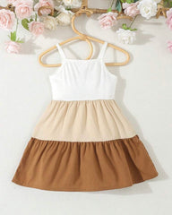 Baby Girl Brown Colorblock Dress