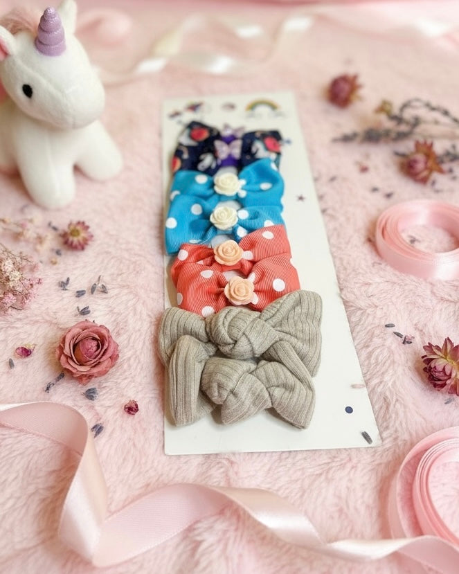 Colorful Bow Hair Clips Set (8pcs)