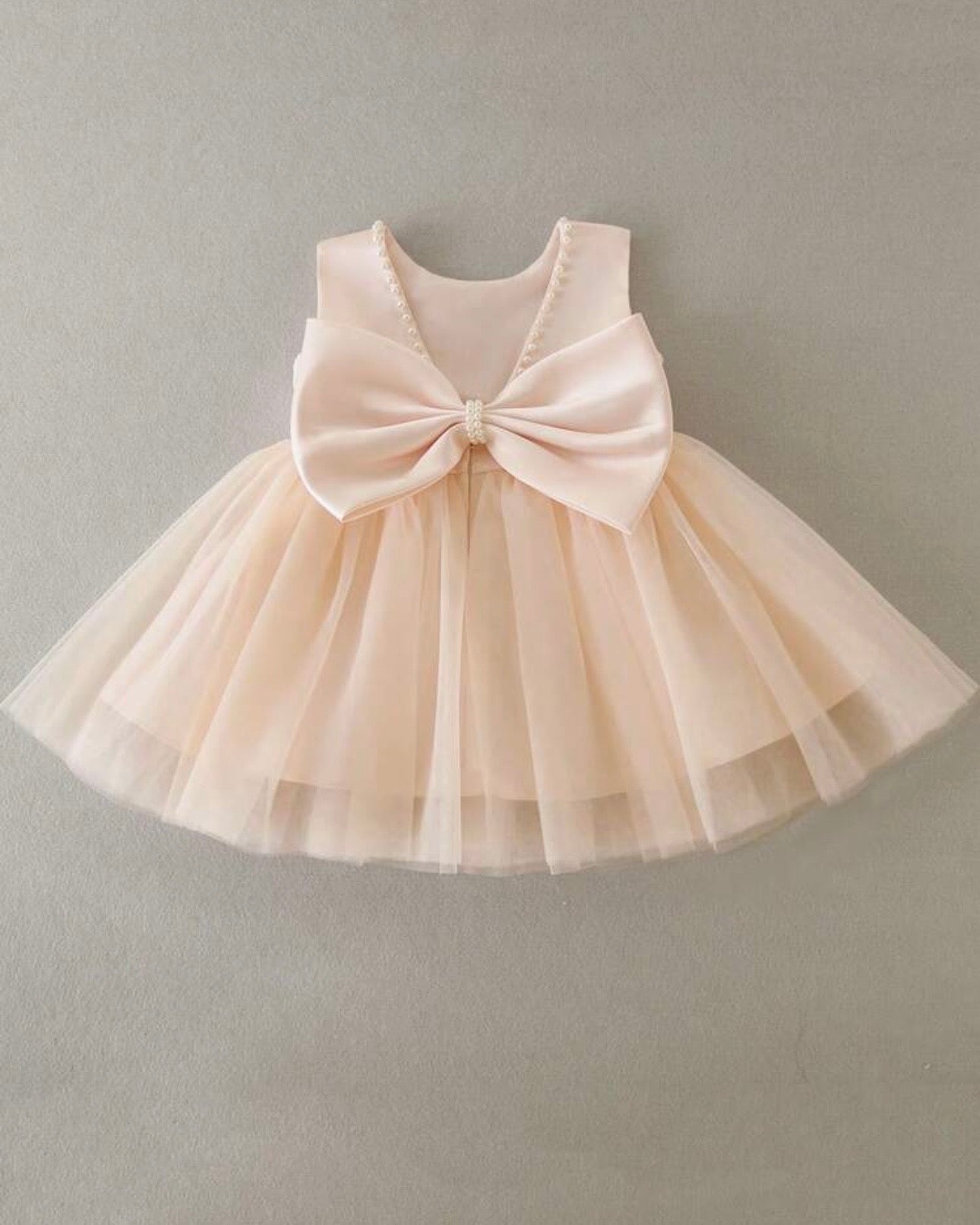 Baby Girls Big Bow Decor Mesh Patchwork Sleeveless Dress (9 Colours)
