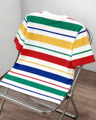 Men's Colorful Striped Crew Neck Short Sleeve T-Shirt