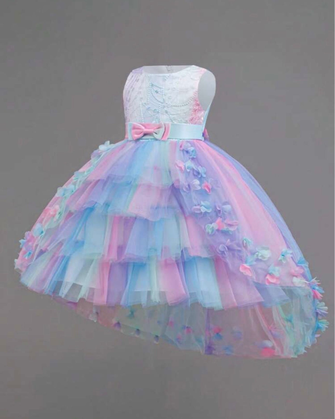 Girls Rainbow Tulle Princess Dress