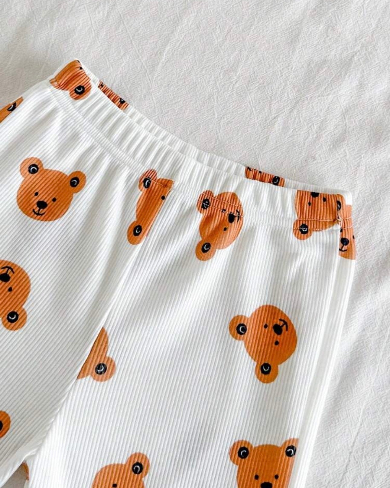 Baby Boy Brown Teddy Bear Ribbed Summer Set
