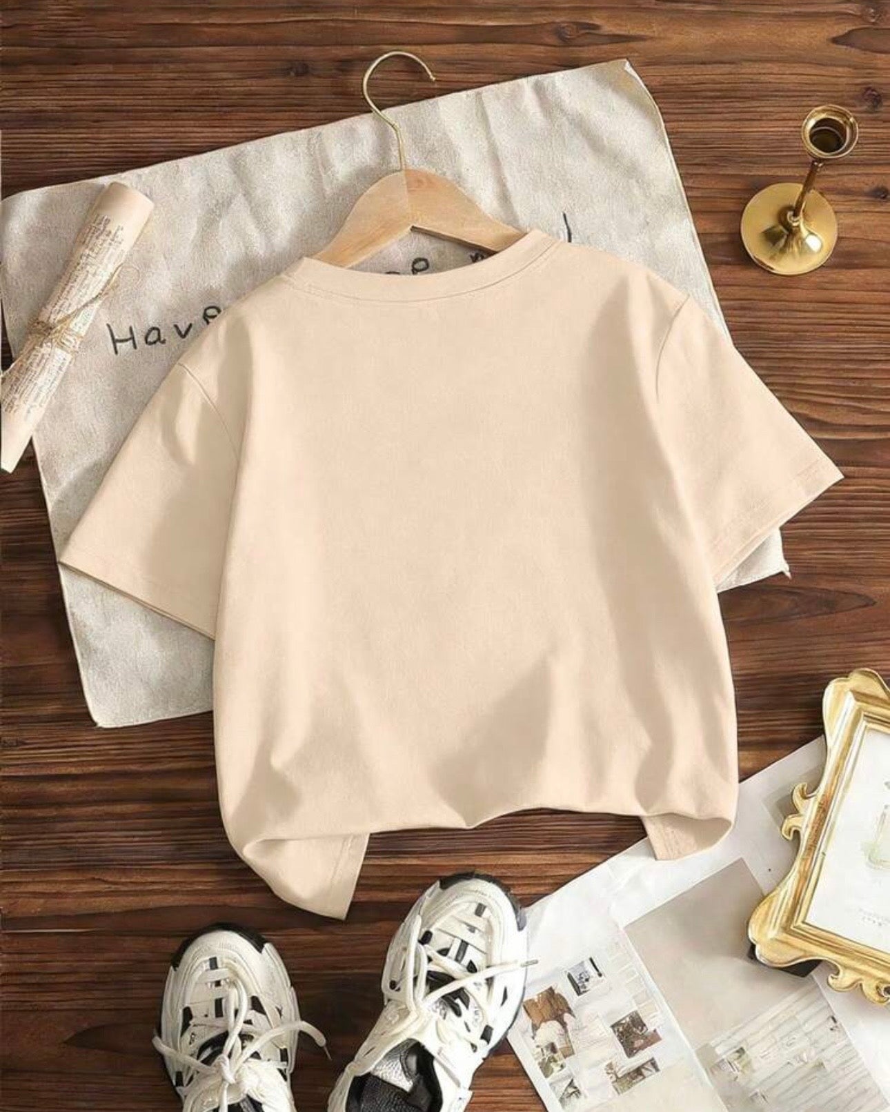 Girls’ Beige Duck Print Short Sleeve T-Shirt
