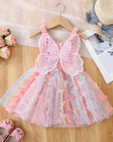 1pc Colorful Princess Butterfly Embroidered Mesh Tulle Dress