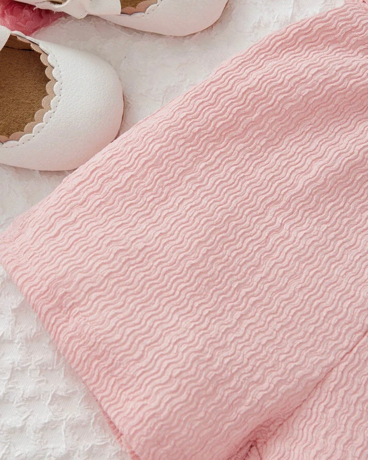 Baby Girl Summer Pink Color Cross Wrap V-Neck Sleeveless Romper