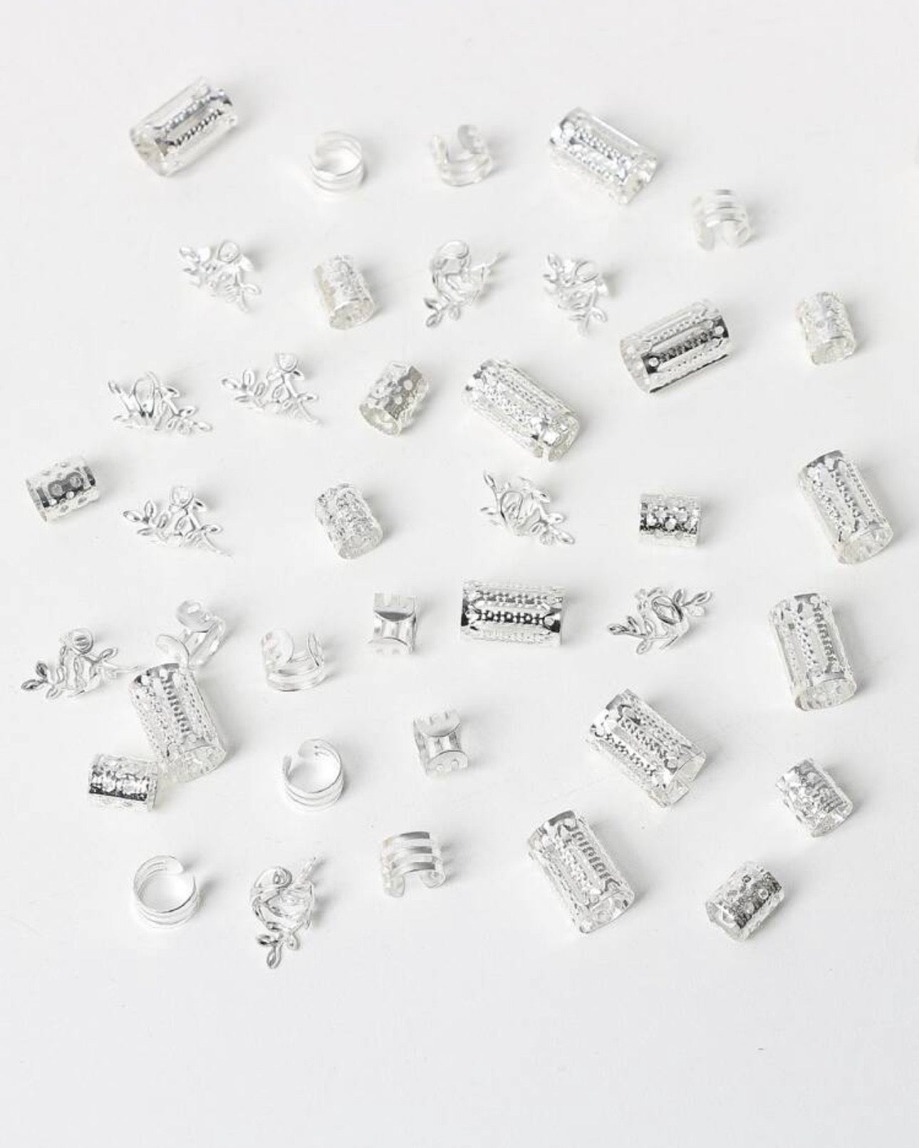 40pcs Silver Tone Hair Rings Set