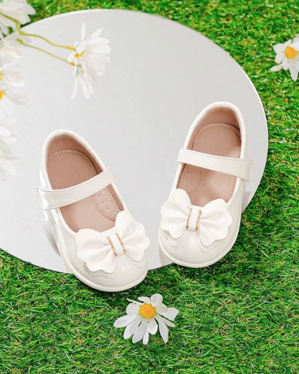 Girls Premium White Bow Shoes