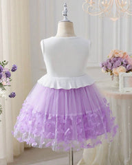 Girls Butterfly  Princess Dress with 3D Floral Tulle Skirt