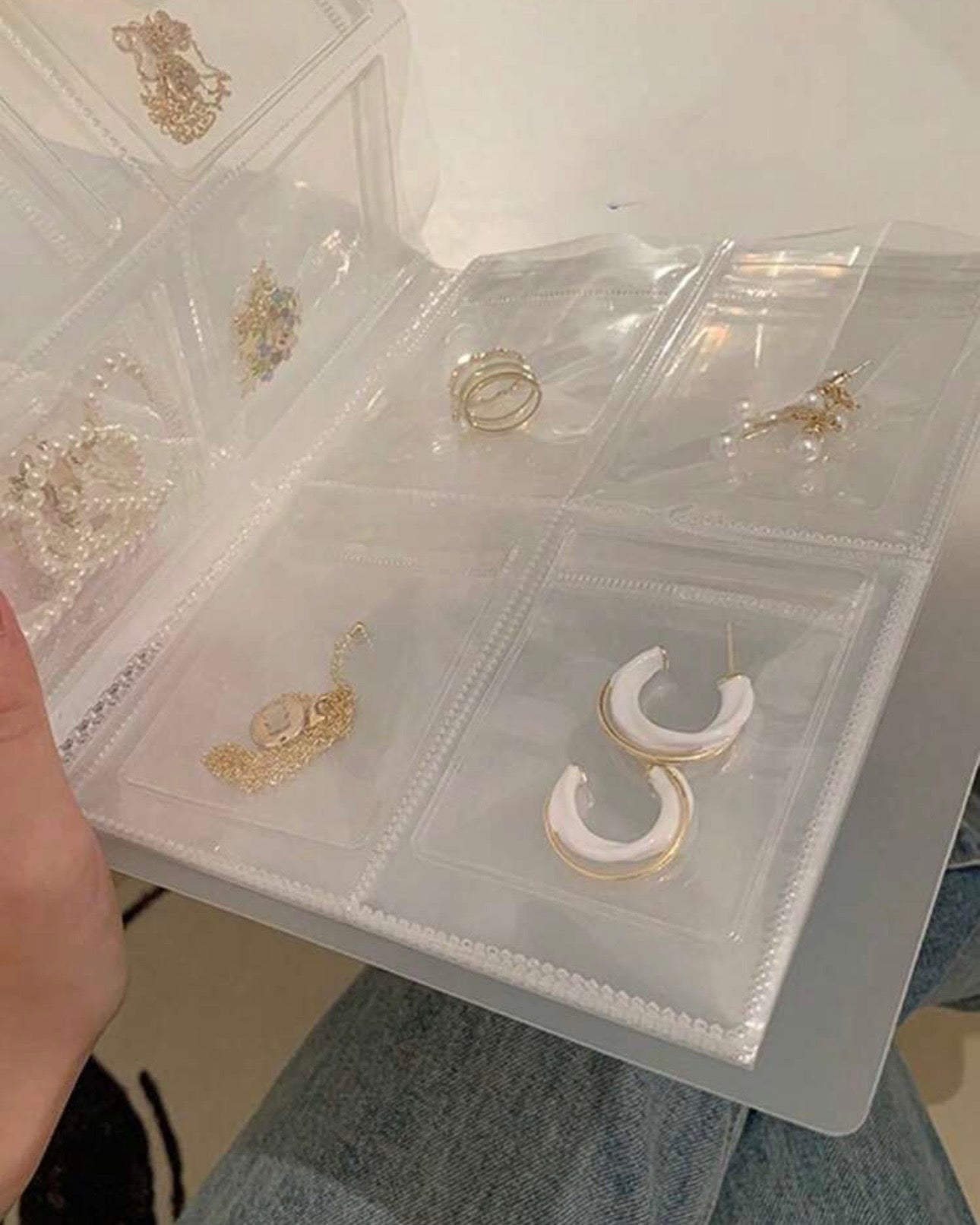 3-Grid 84-Card Portable Jewelry Storage Book with 20 Sealing Bags