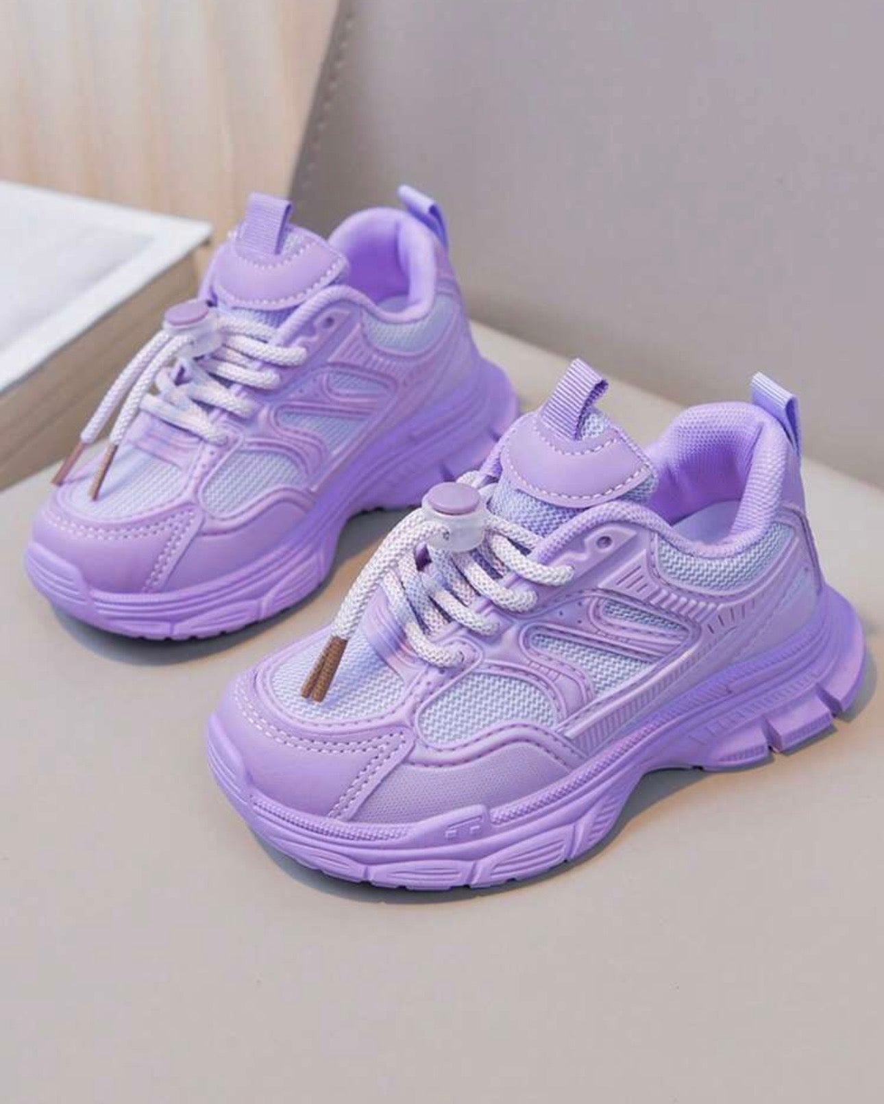 Girls’ Purple Color Casual Sports Shoes – Fashion PU Sneakers for Daily Wear