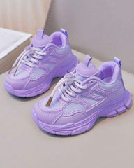 Girls’ Purple Color Casual Sports Shoes – Fashion PU Sneakers for Daily Wear