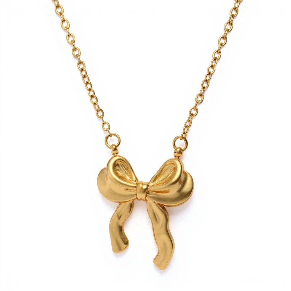 Bowknot Golden Pendant Necklace