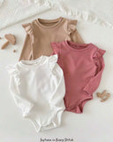 3pcs Baby Girl Ruffled Collar Winter Bodysuits