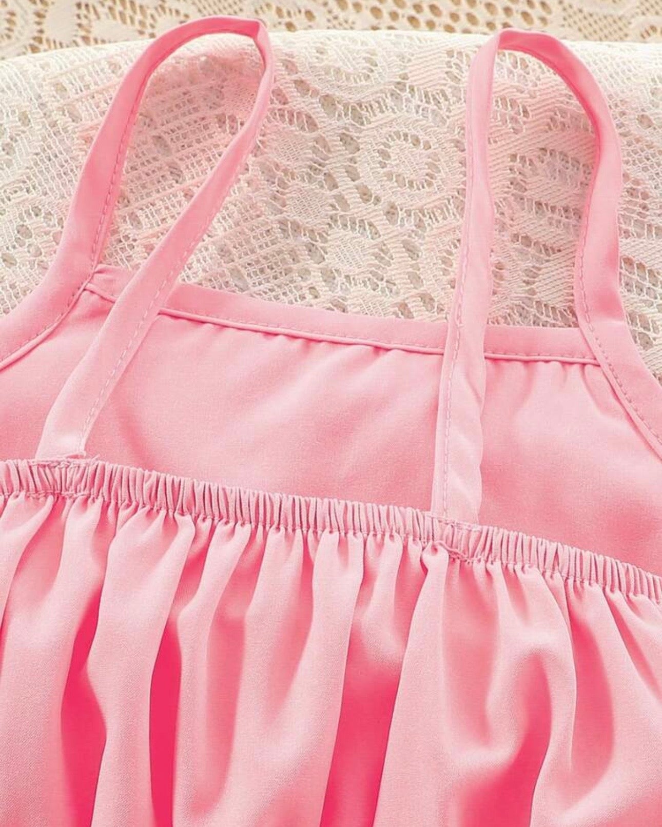 Young Girls Floral Embroidery Top & Star Mesh Skirt 2-Piece Set