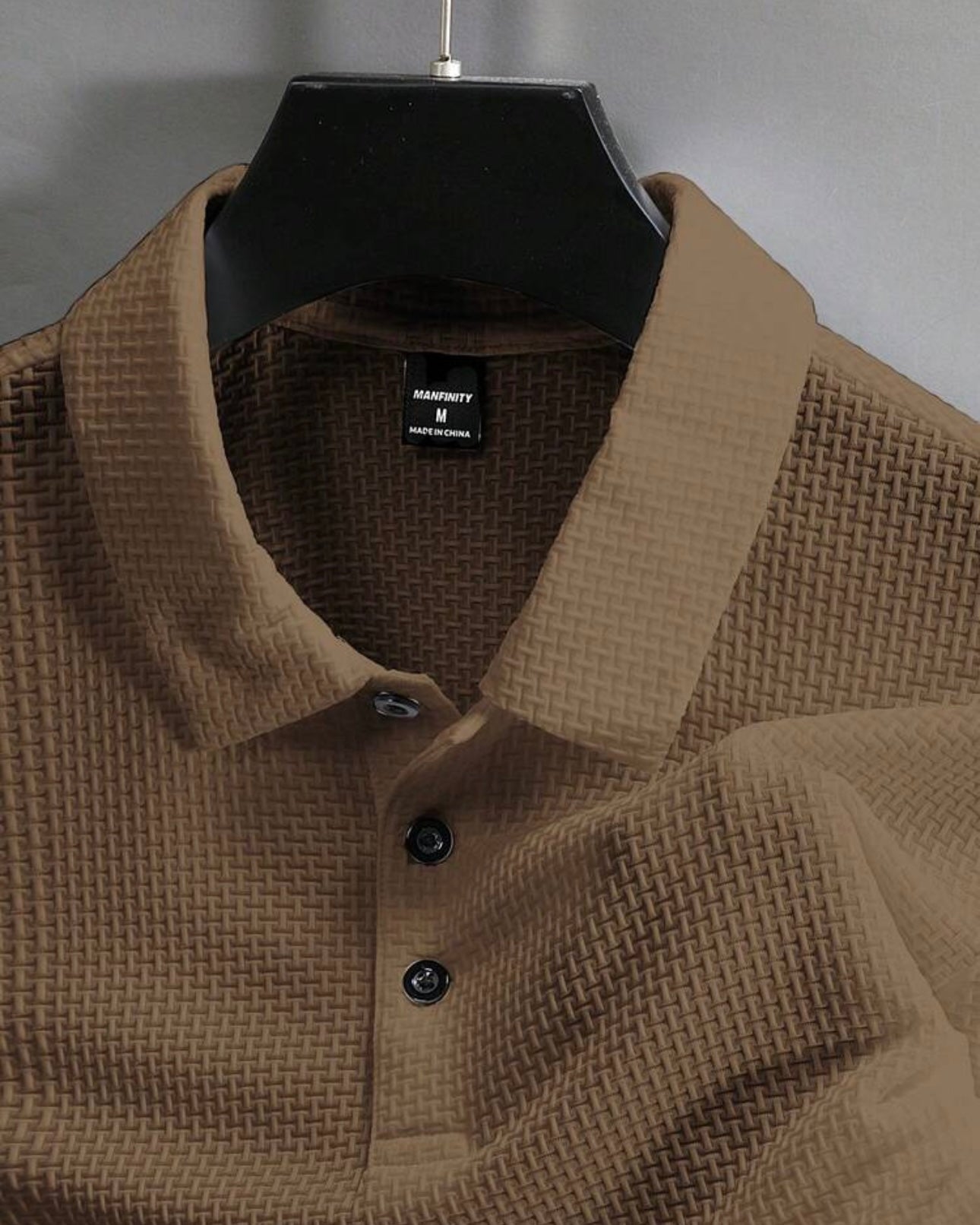 Men’s Coffee Brown Colour Half Textured Sleeve Casual Polo Shirt – Summer