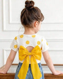 Girls Yellow & White Polka Dot Camisole Top with Bow Back