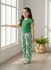 Girls’ Green Flutter Sleeve Co-Ord Set
