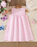 Baby Girl Pink Floral & Rabbit Print Suspender Dres