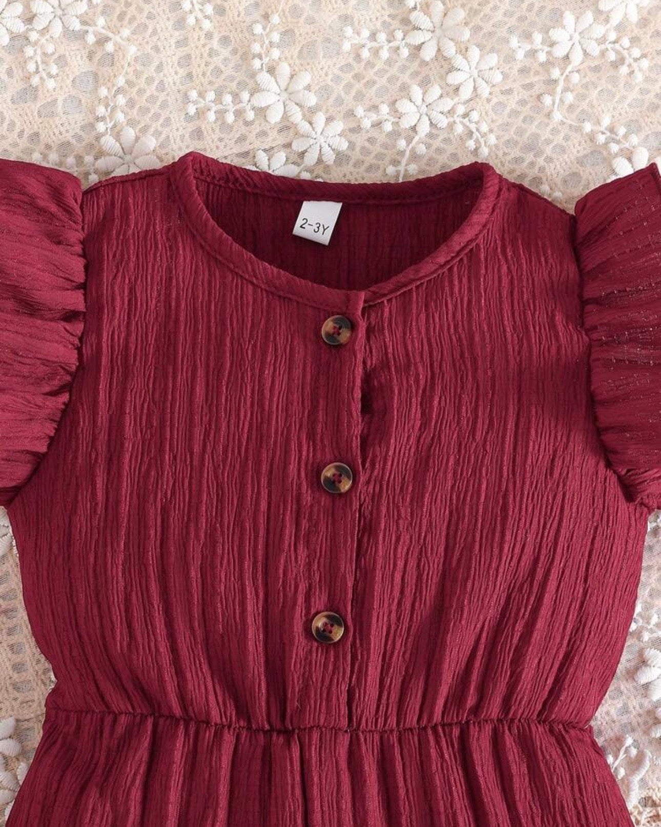 Kids Girls Burgundy Floral Romper Set with Crossbody Bag