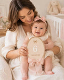 Baby Girl Milestone Wooden Photo Props with Pink Bow – Newborn to 12 Months